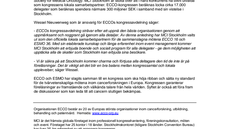 ECCO/ESMO-kongressen valde MCI!