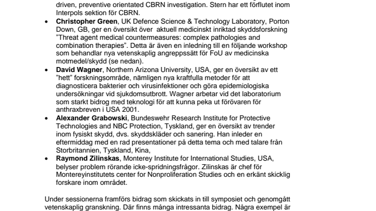 CBW-symposiet 3-5 juni detaljerat innehåll