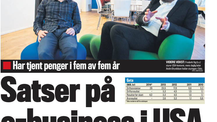 Satser på e-business i USA (Faksimile fra Finansavisen)