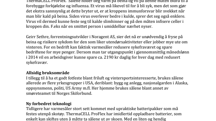 Varmesåler mot kalde føtter kan redusere sykefravær