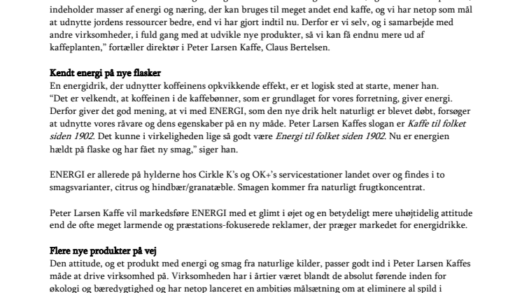 ​Kaffefirma hælder naturlig energi og smag på flaske