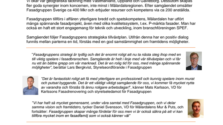 Fasadgruppen växer - Mälardalens Mur & Puts breddar både kompetens och geografi! 