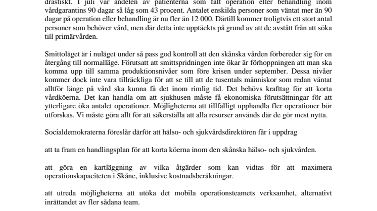 Socialdemokraterna kräver krafttag mot ökade vårdköer