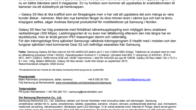 Samsung Galaxy S5 Neo - uppskattat flaggskepp hissar nya segel