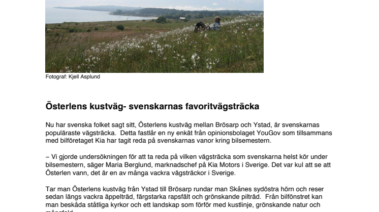 Österlens kustväg- svenskarnas favoritvägsträcka