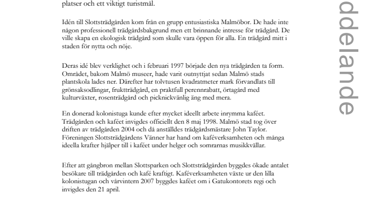 Slottsträdgården fyller 10 år