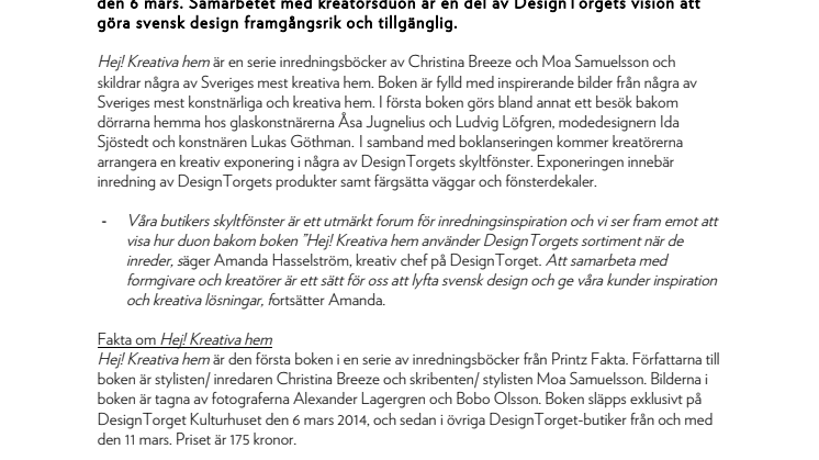 Inredningsboken Hej! Kreativa hem släpps exklusivt hos DesignTorget