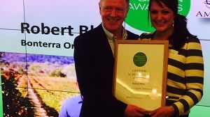 Hedersutmärkelse till Bonterra i The Drinks Business Green Awards 2014