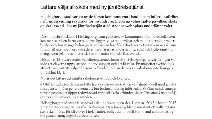Lättare välja sfi-skola med ny jämförelsetjänst