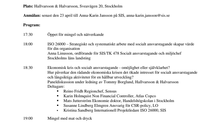 Ekonomisk kris och socialt ansvarstagande – omöjlighet eller självklarhet?