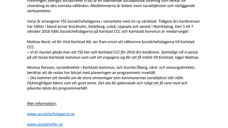 Socialchefsdagarna till Karlstad 2016