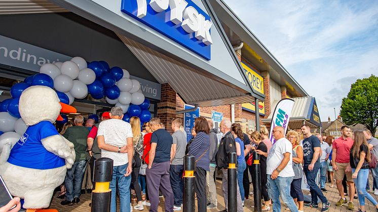 Queueing customers enter NEW JYSK Wakefield Store