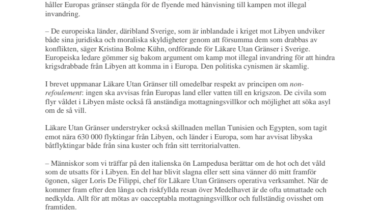 Europa måste ta emot flyktingar från Libyen