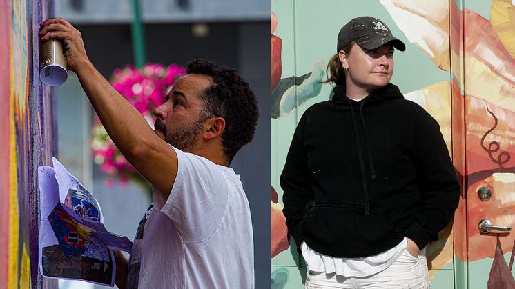 Konstnärerna som ska måla muralmålningar i Kristinehamn. Foto: Privat / Embla Nilsson