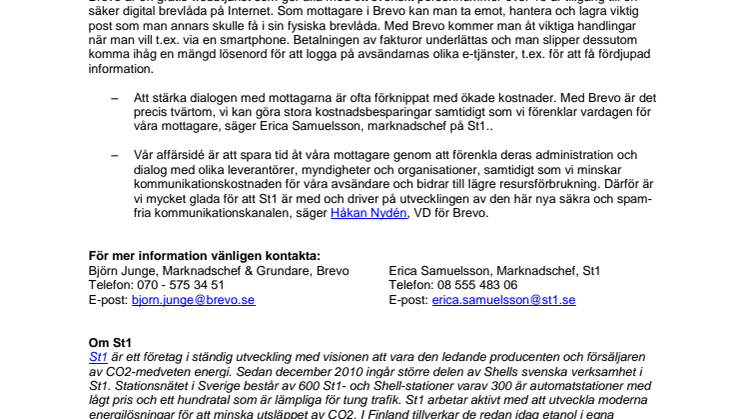 St1 första bensinbolaget att ansluta sig som avsändare i Brevo
