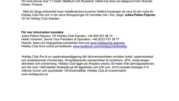 Ny hotellchef på Holiday Club Åre