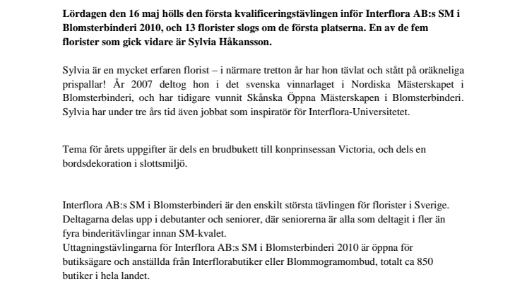 Blekingetjej klar för SM i Blomsterbinderi