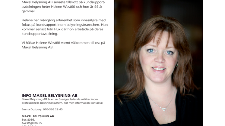 Kundsupportmedarbetare till Maxel Belysning AB