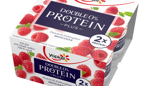 Yoplait Double 0% Protein Plus bringebær