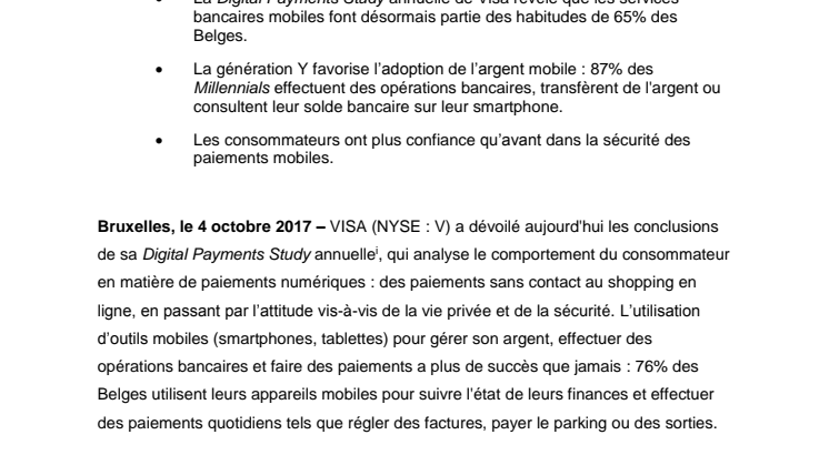 L’argent mobile prend son envol en Belgique - 76% des Belges utilisent leur smartphone pour effectuer des opérations bancaires et des paiements