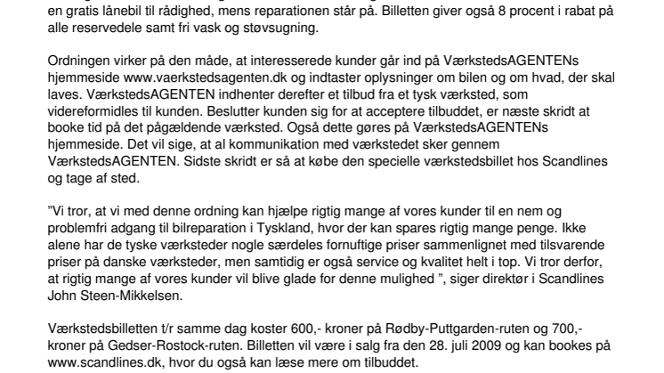 Få bilen repareret i Tyskland med Scandlines