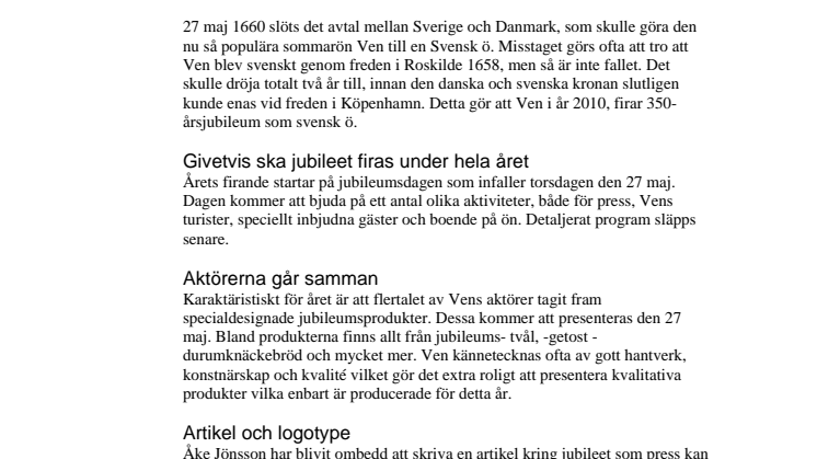 Jubileum på Ven 2010