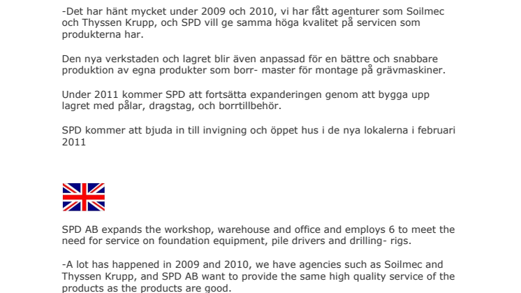 SPD EXPANDERAR - SPD EXPANDS