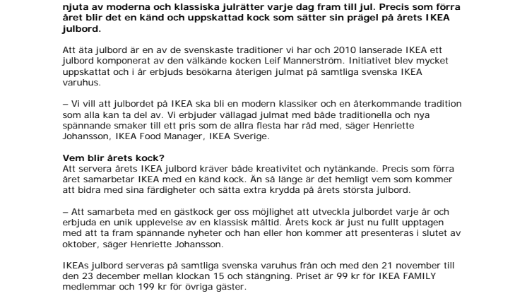 IKEA förbereder årets julbord tillsammans med hemlig kock