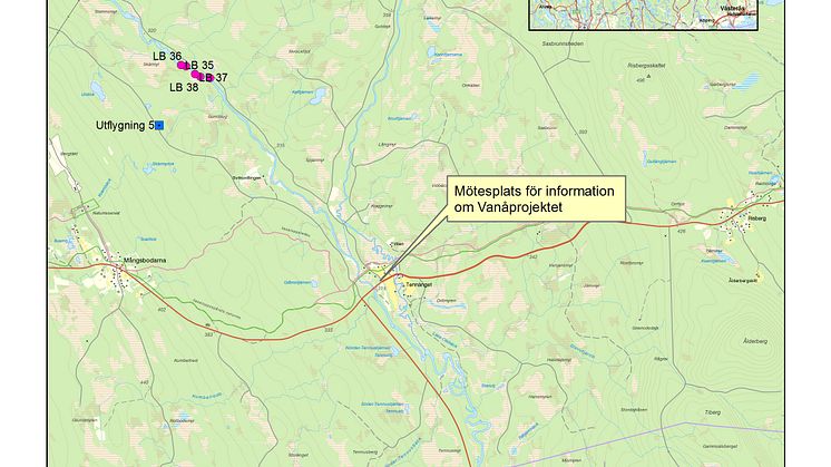 Karta över mötesplats Vanån 