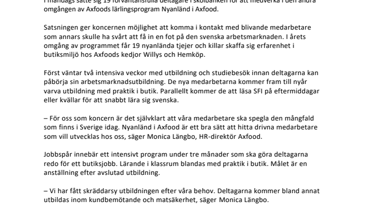 Axfood skapar jobb för nyanlända