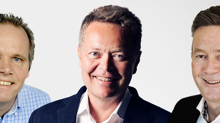 Fv. Gunnar Egset (daglig leder i Johs Holt),  Christian Nørgaard Madsen (konsernsjeft i Multiconsult ASA) og Geir Knutsen (adm. dir. i Hjellnes Consult)  