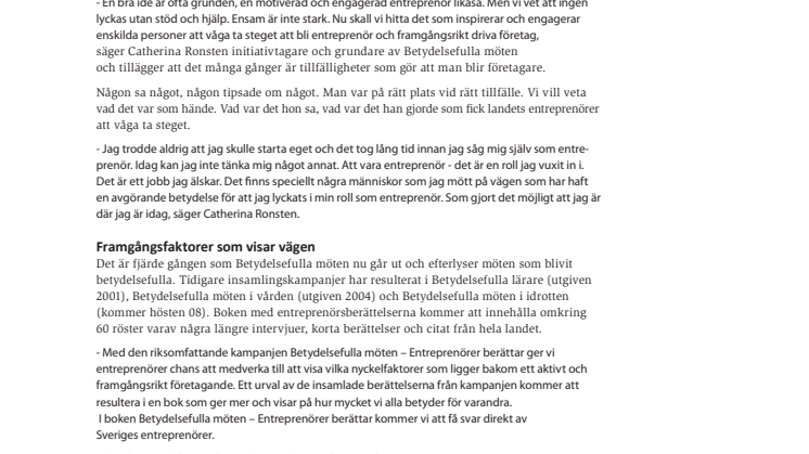 Kampanjstart för Betydelsefulla möten - Entreprenörer berättar 