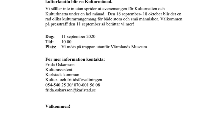 Pressinbjudan: Kulturnatten och kulturknatta blir kulturmånad