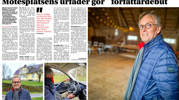 Börje Börjesson med boken "Sixten - bonden som förändrade Sverige" i Varbergs Tidning