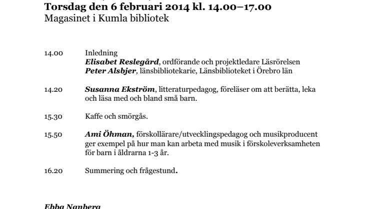 Program konferens i Kumla