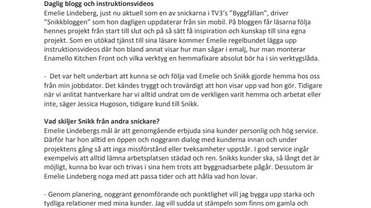 Hantverkare utan snopp kommer i tid och bloggar om sitt jobb