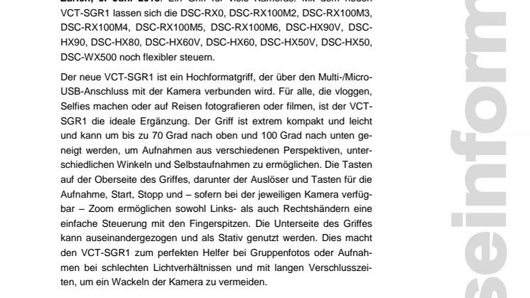 Neuer Griff für Sony Kameras der RX0 und RX100 Serie