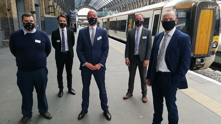 Celebrating at King's Cross with Rail Minister Chris Heaton-Harris