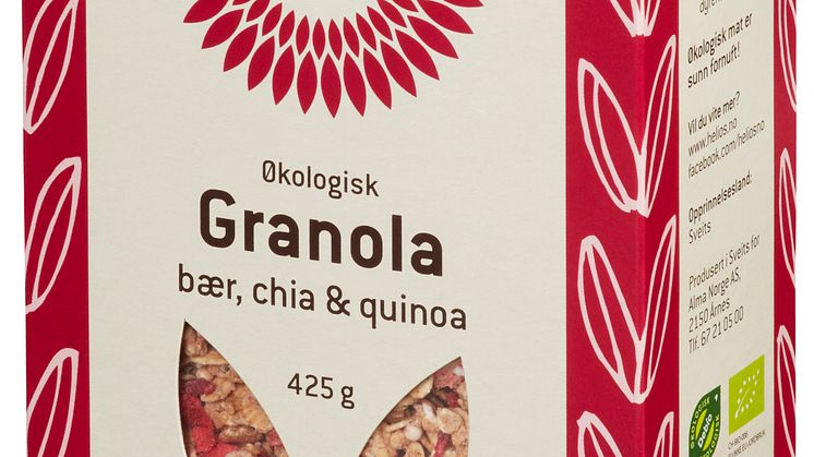Helios granola med bær, chia og quinoa økologisk skrått