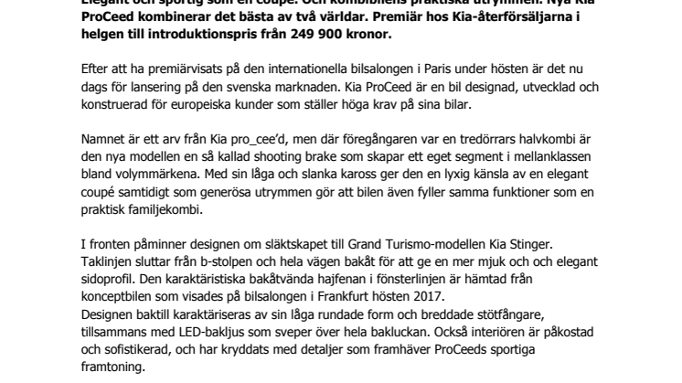 Nya Kia ProCeed –  mer än en vanlig kombi