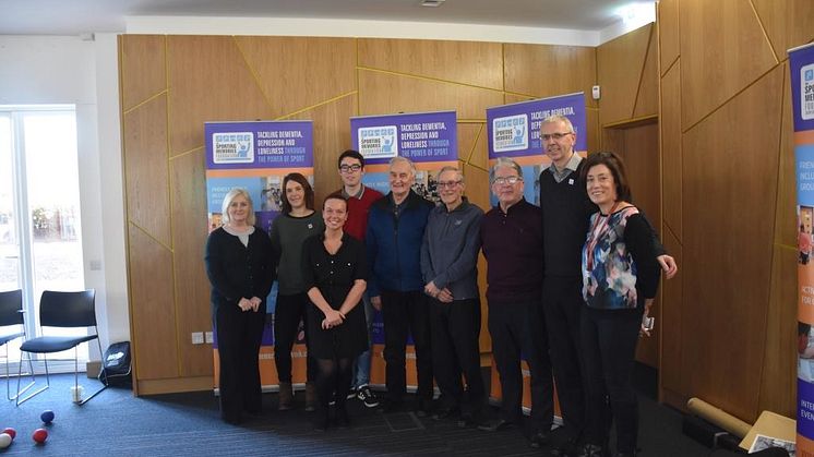 ng homes and Sporting Memories representatives with former Scotland international goalkeeper Jim Herriot and Commonwealth gold medalist Lachie Stewart (centre).