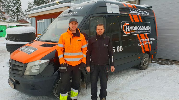 Hydroscands servicetekniker Patrik Caldersparr och platschef Patrik Andersson.