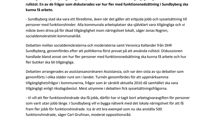 Sundbybergs toppolitiker i valdebatt om tillgänglighet