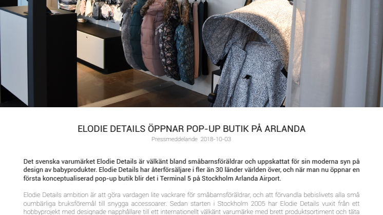 Elodie Details öppnar pop-up butik på Arlanda