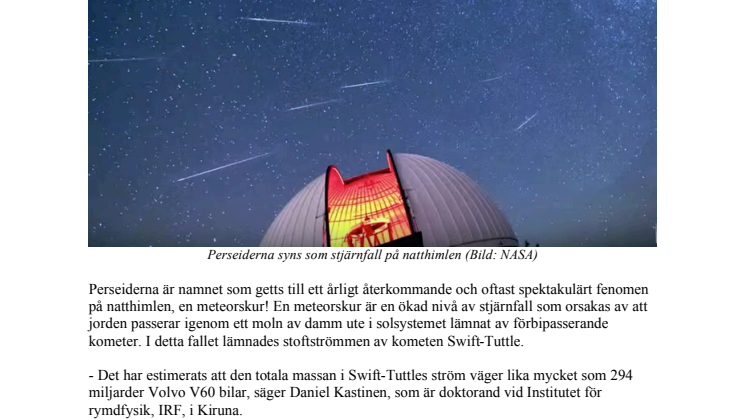 Spektakulär meteorskur på natthimlen