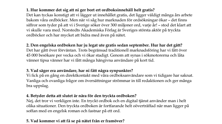 Fem frågor till Norstedts som lägger ut sina ordböcker gratis på nätet
