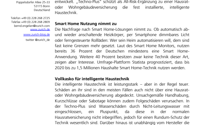 Vollkasko für intelligente Haustechnik: Zurich startet spezielle Smart Home-Versicherung