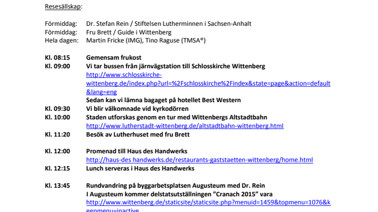 Pressresa i Cranachs och Luthers fotspår i Sachsen-Anhalt