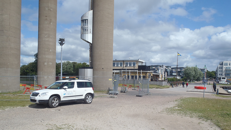 Avspärrning vid nya vattentornet i Landskrona