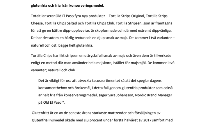 Old El Paso™ lanserar glutenfria chips och strips 